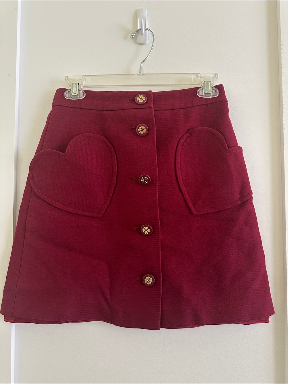 kate spade Burgundy Heart-Pocket A-Line Mini Skirt